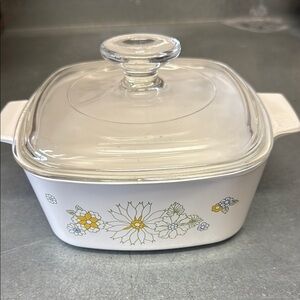 Floral Glass Lid Casserole Dish